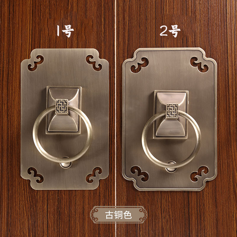 仿古大门黄铜拉手新中式纯铜门环复古实木门把手铁门拉环老式门拔