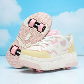 中大童女孩溜冰鞋 儿童四轮可拆卸运动轮滑板鞋 女童2026新款 暴走鞋