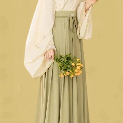 小个子改良汉服日常可以上班穿的汉服女晋制交领上衣汉服齐腰襦裙