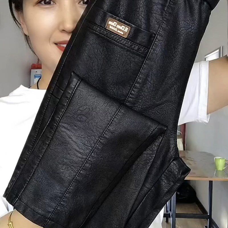 2024秋冬休闲显瘦百搭PU女裤加绒女皮裤不加绒抗风直筒束脚PU女裤