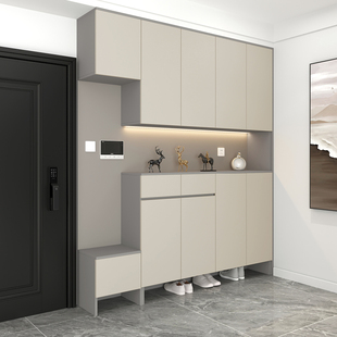 门厅鞋 柜靠墙收纳置物柜 柜家用门口定制大容量玄关柜一体入户鞋