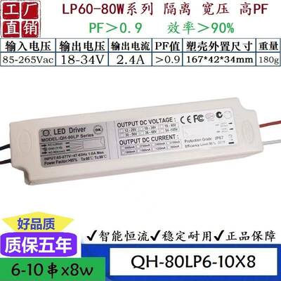 QH奇翰高PF60W70W80W1.8A2.1A2.4ALED面板灯外置恒流驱动电源