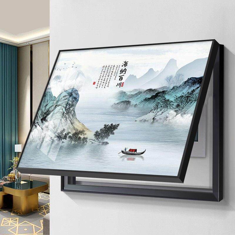 山水画电表箱装饰画盖板新中式配电箱遮挡电闸盒弱开关挂画墙面