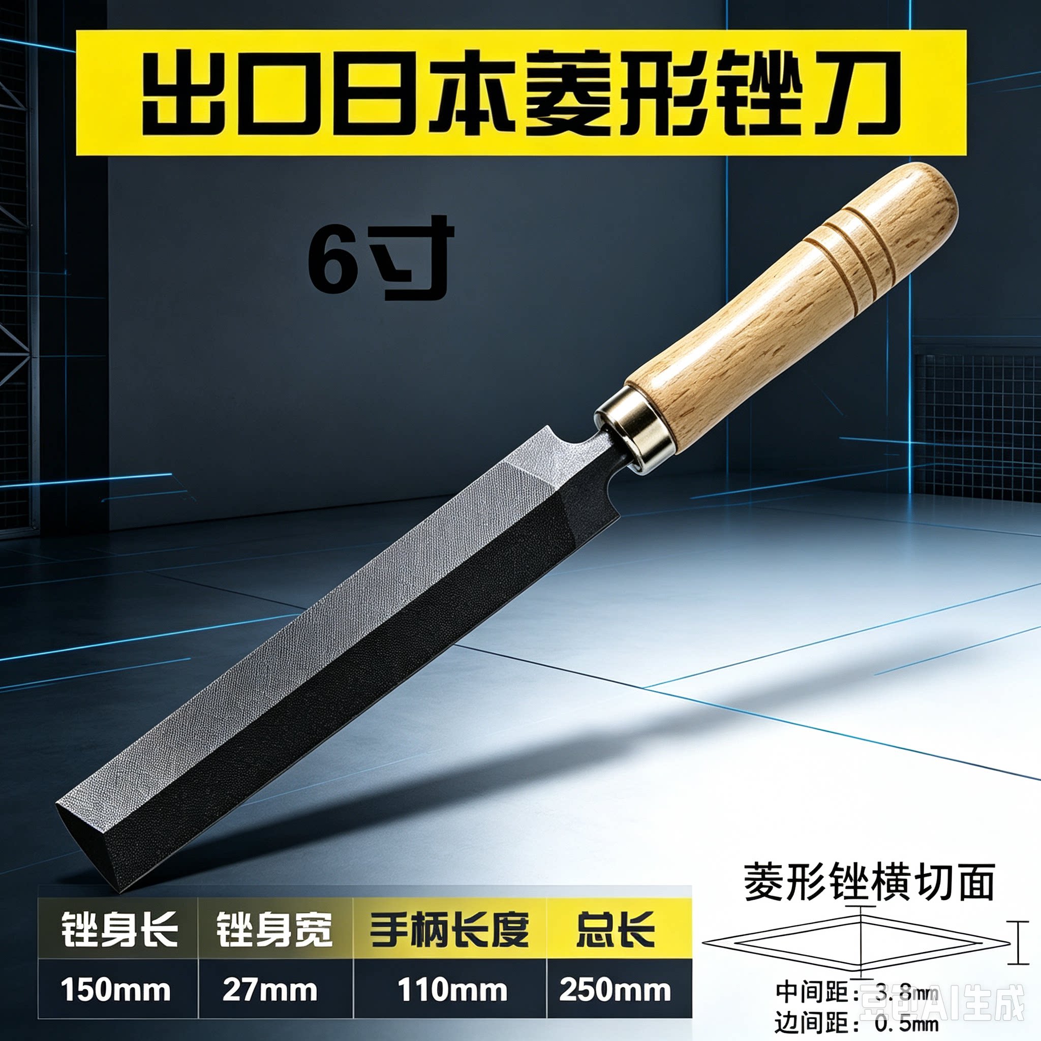 日本菱形锉刀伐锯锉锯齿锉菱形钢锉木工打磨工具修边锉磨刀器刀器