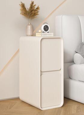 轻奢m实木床头柜奶油风简约边现代小型家用卧床柜20c夹缝50754超