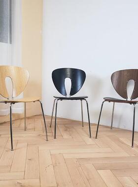 桦CJL木复古斗椅网篷红现代架简约靠户背小型餐椅金属骨耐用贝壳