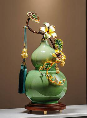 号珐琅新彩五福福摆禄葫芦件56565招大财高档客厅玄关装饰品乔迁