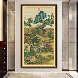 款十字新绣客厅风景雍正十九二月月绣线传世画山水名玄IBY关手工