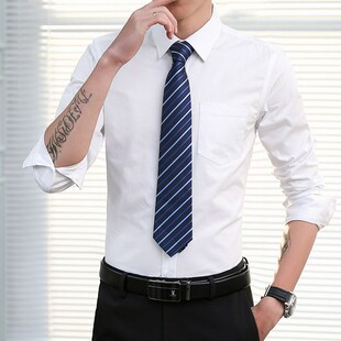 白色衬衫男士长袖春秋季薄款村子工装大码有口袋商务西装衬衣上班