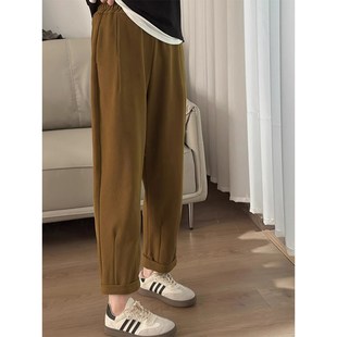胖mm梨形身材显瘦遮胯阔腿老爹裤 加绒加厚直筒哈伦休闲裤 女装 大码