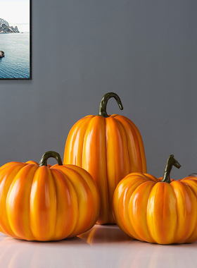 仿真创意南瓜树脂工艺品摆件万圣节南瓜拍摄道具超市饭店装饰摆件