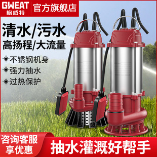 格威特家用不锈钢潜水泵浮球款全自动家庭用水排污小型井用抽水