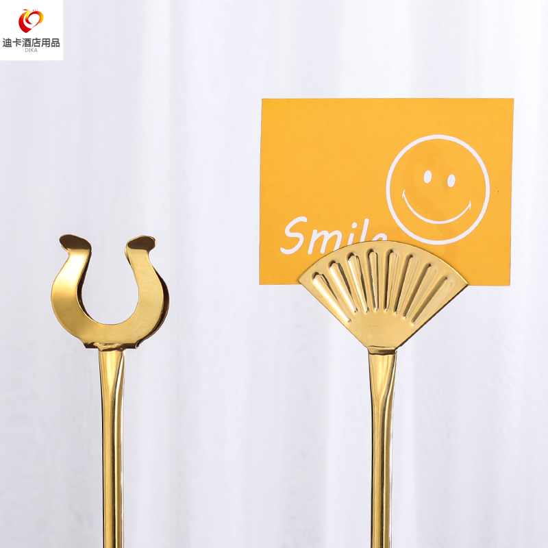 创意不锈钢台号牌架桌号夹酒店宴会号码牌夹婚庆餐牌台卡餐桌卡夹