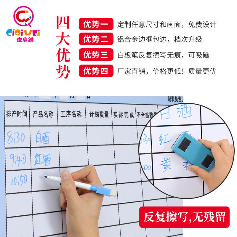 定制白板写字板磁性大白板办公挂式贴墙移动记事板车间看板小黑板