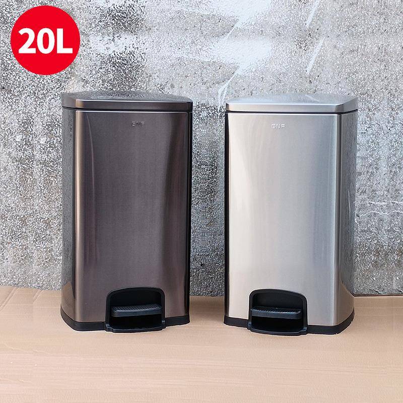 SJ20-F01方形不锈钢垃圾桶脚踏家用厨房保持开盖垃圾桶黑金20升