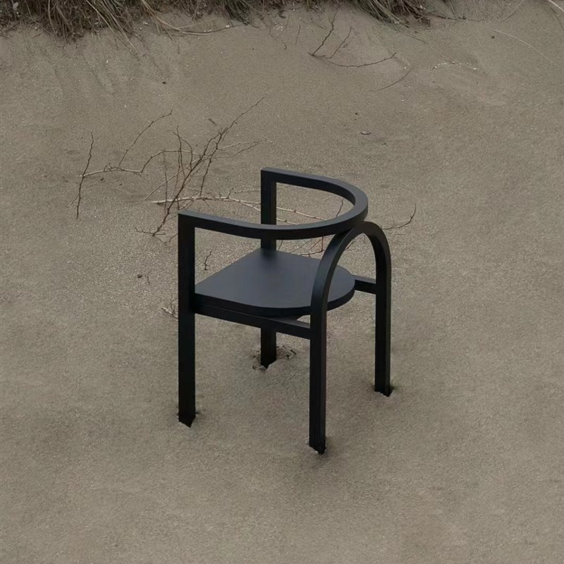 Ouqi中古实木靠背餐椅书卓椅餐厅椅设计师家用椅子客厅卧室休闲椅