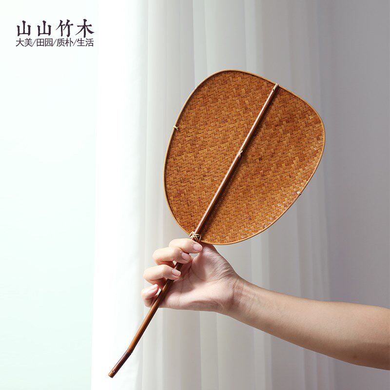 竹编清漆扇子手工竹制团扇宋代青篦扇汉服饰品纳凉舞蹈道具扇茶道