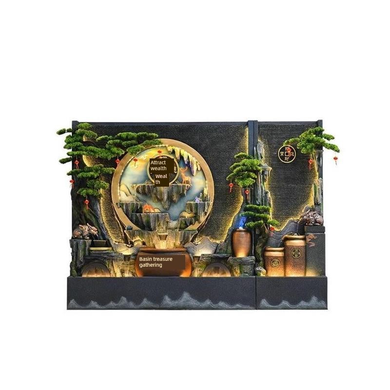 假山流水喷泉幕墙背景墙摆件屏风公司大堂酒店水鱼塘景观安装厂