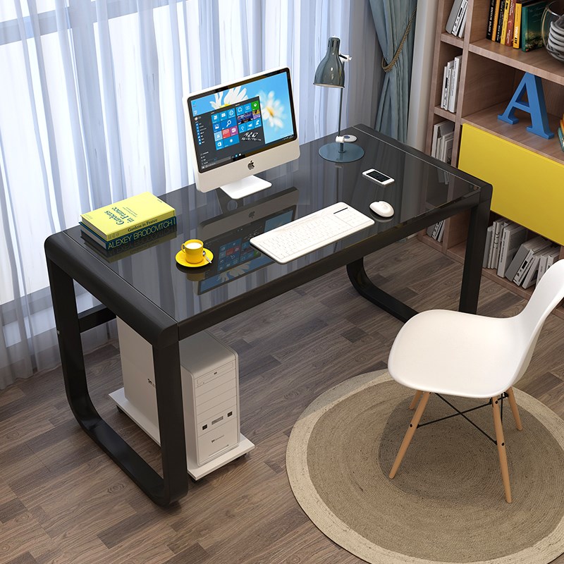 电脑台式桌家用学习书桌简约现代经济型办公桌钢化玻璃游戏电竞桌