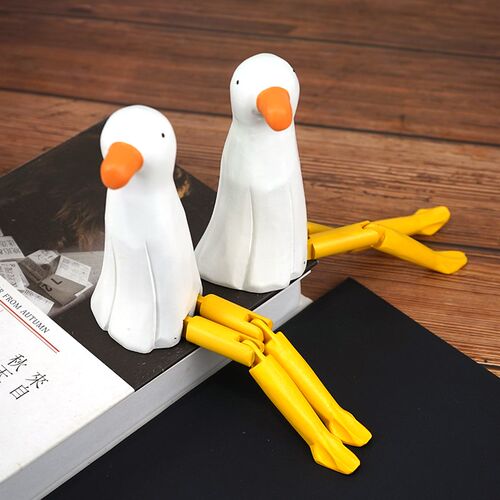 大长腿海鸥手工木雕小摆件可爱卡通木质雕刻公仔学生桌面装饰品