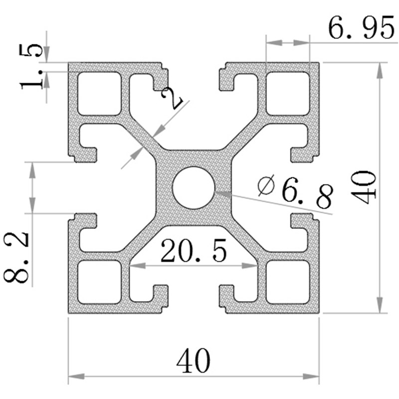 EB黑色欧标直角铝型材黑色直角边型材欧标黑角L黑色