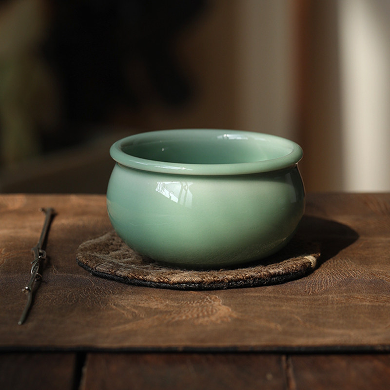 挑tea龙泉青瓷 周贝作品 主人杯梅子青品杯茶杯纯手工中式纯色