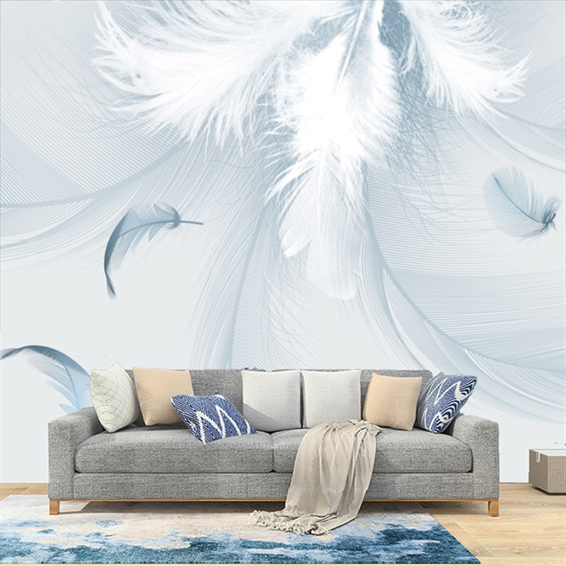 新款电视沙发背景墙3D立体墙贴客厅卧室现代简约羽毛大气墙布壁画