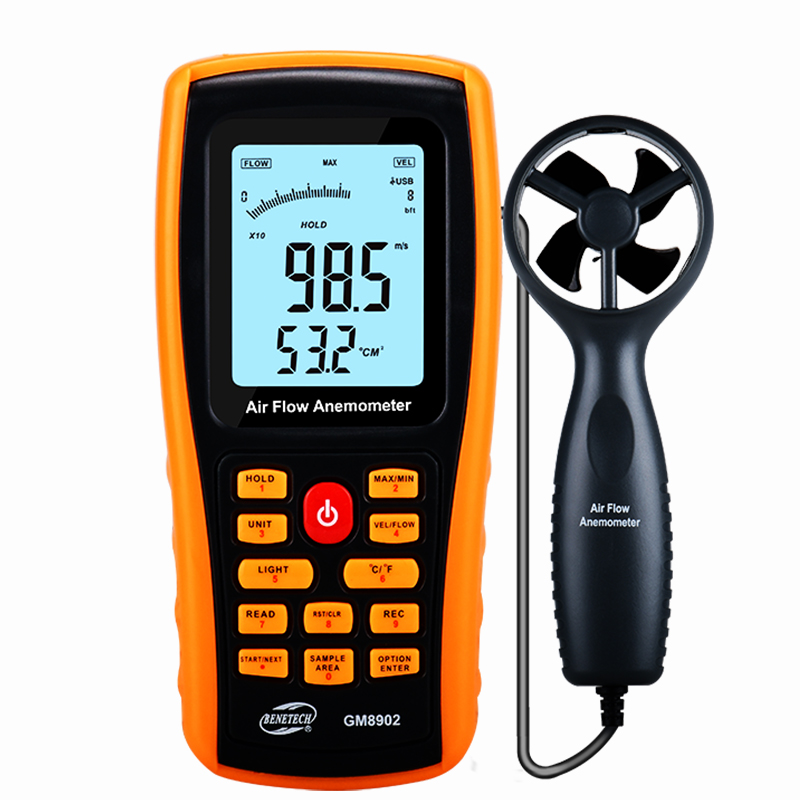 标智GM8902 高精度数显背光分体式微风风速风力风温计风力风速仪