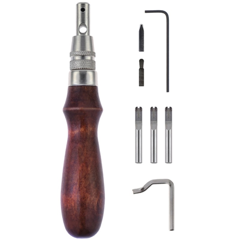 多功能挖槽器手工皮具皮革皮雕工具木柄挖槽器多功能修边器压边器