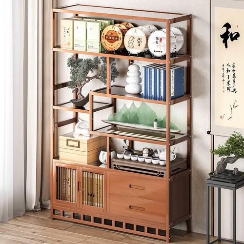 博古架实木中式茶叶架展示柜摆件柜客F厅茶室茶柜多宝阁茶具置物