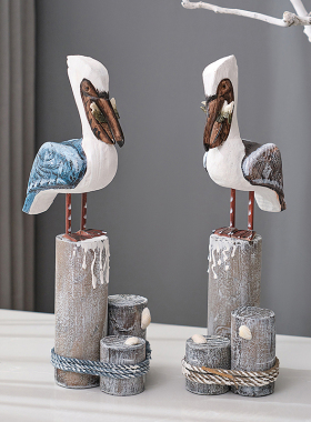 实木树桩鸟地中海家居装饰木制工艺礼品摆饰摆设木雕工艺礼品摆饰