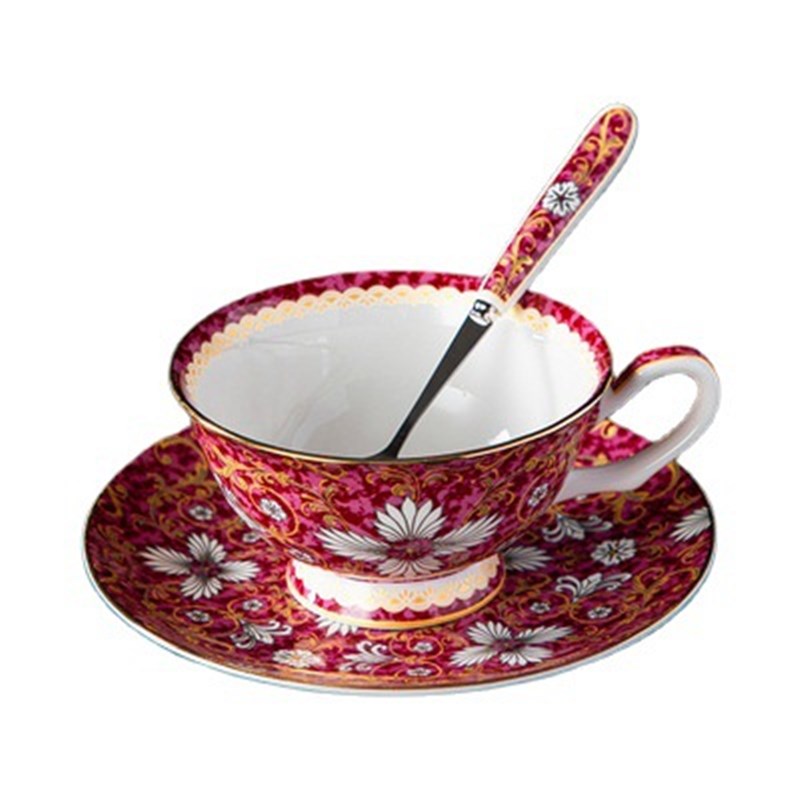 骨瓷纯手工描金咖啡杯陶瓷 中英式 下午茶休闲家用礼品装配勺子