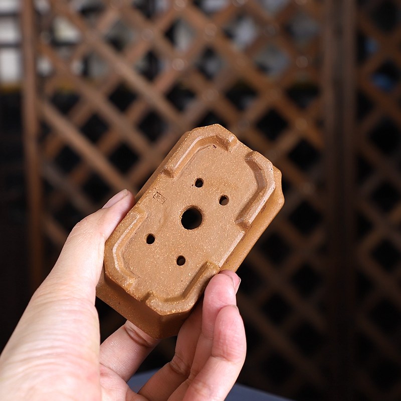 暖暖精选微型紫砂降坡泥花盆迷你小抽角长方绿植盆景多肉把玩刻绘