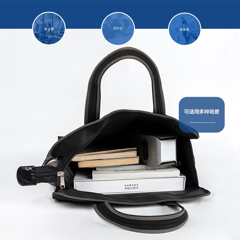 金日美Q文件袋手提多层帆布拉链袋大容量男女士商务公文包