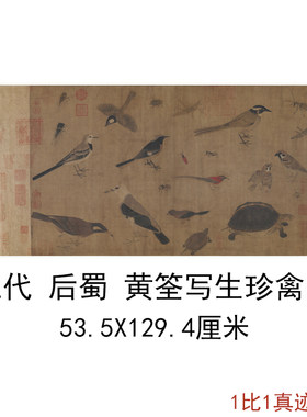 五代黄筌写生珍禽图复古书画作品国画真迹高清微喷仿古复制品装饰