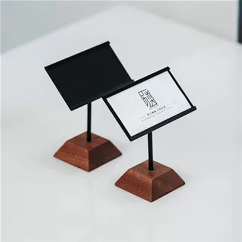 酒店台卡夹展示牌宴会席位卡实木摆台餐厅菜名餐牌卡片标签夹