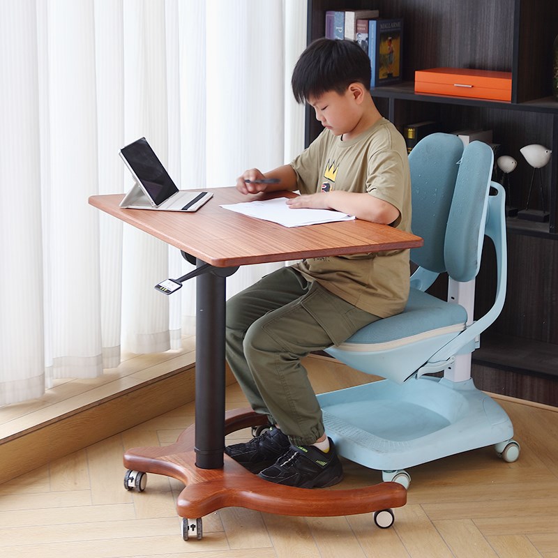 人信可折叠实木儿童学习升降桌卧室客厅可移动书桌笔记本电脑桌子