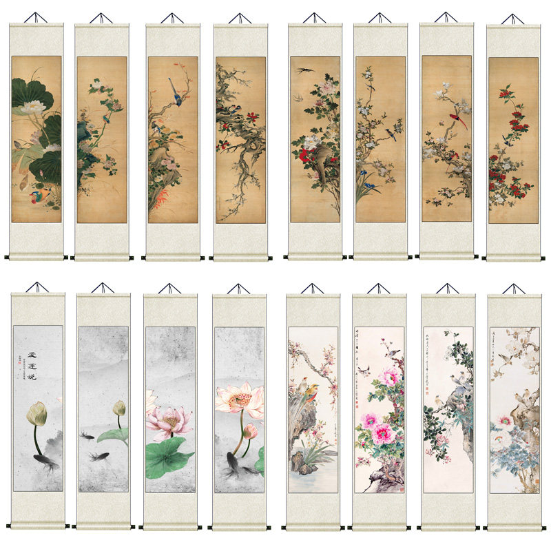 喜上眉梢颜伯龙花鸟画丝绸卷轴画国画家居客厅装饰画好运礼品壁画