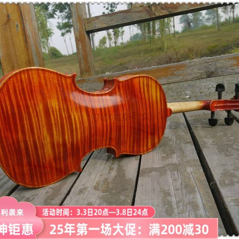 KNONUS纯手工制作天然虎皮纹独板中提琴,演奏级中提琴