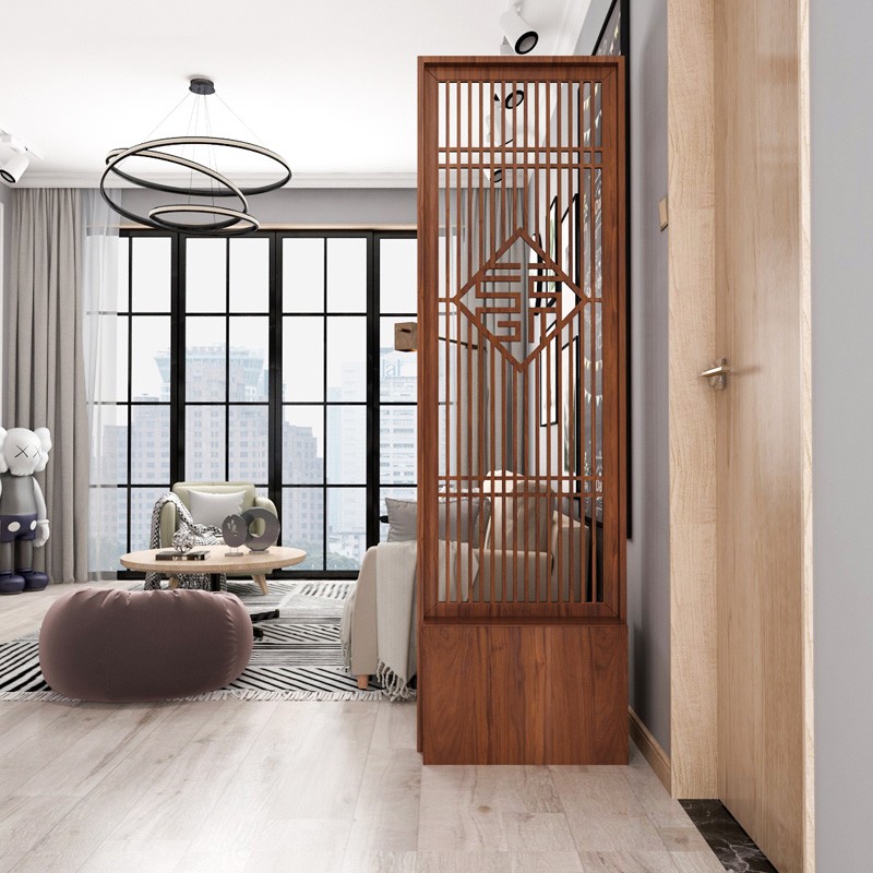 中式屏风隔断木质镂空雕花客厅可移动玄关鞋柜简约现代装饰架