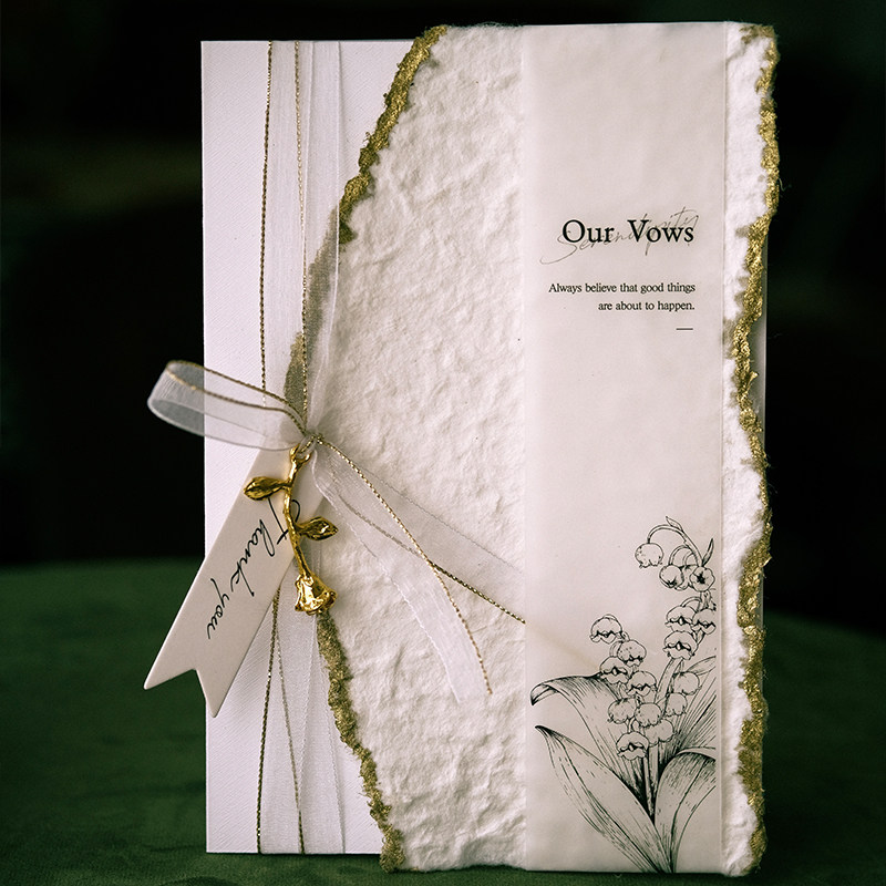 誓言卡婚礼致辞卡结婚金边誓词卡复古高级宣誓致辞本简约宣言书