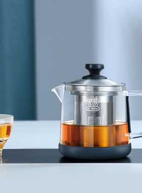 吉谷茶器 耐热耐高温玻璃不锈钢内胆红茶泡飘逸杯泡茶煮茶壶 TY19