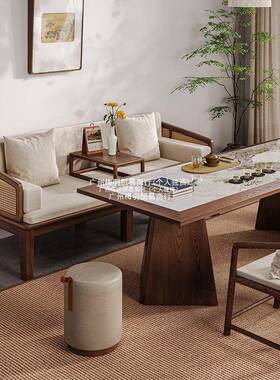 宋代美学沙实木罗汉客床新中式沙发厅小户型编罗汉塌两用发IKW藤