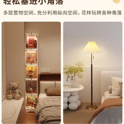 卧家用室小窄书柜一体墙落靠地多DFQ层展示柜床头柜转角黑不占柜