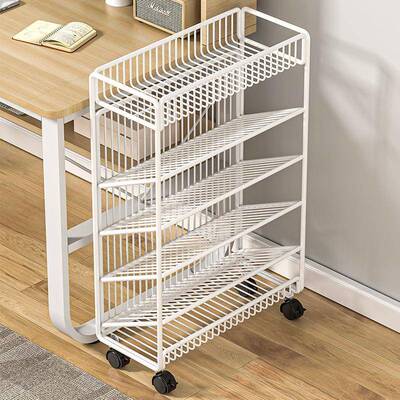 可移动MSRF6856书架桌边落地架收纳架课桌旁小学生习本带书轮学置