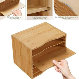 竹制置物架收纳架式桌面办公文件架资料分层整加厚理实木立纳整理