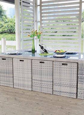 户庭桌椅露台藤椅五件套院阳外台休闲别墅A-2236简约现代收纳仿藤