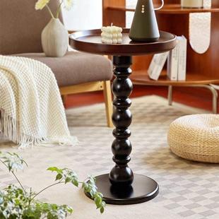 美式 复古木边几WHT圆形中古风家用实客厅沙休发角几阳台闲珍珠圆