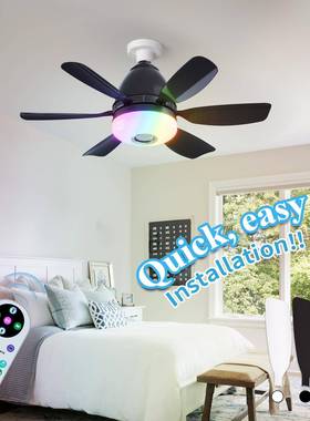 简爆款风扇灯20扇LEC01725新款柔风静音代吊扇灯现约卧室风照明灯