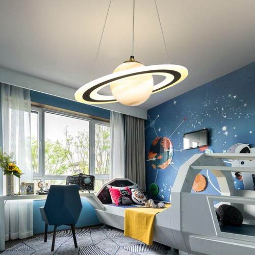 led卧室灯儿灯童房吊灯餐厅灯现代简浪约创流星意球430宇宙太空具